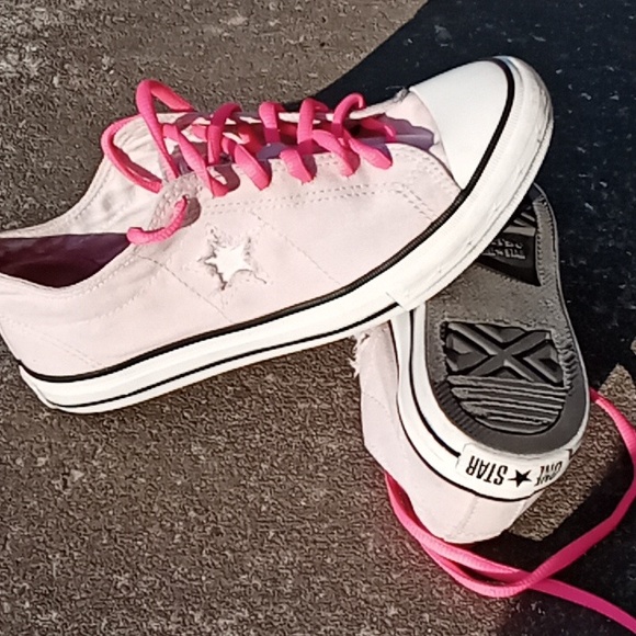 Converse One Star Pink And White Sneakers with Pink Laces 7.5 - Picture 6 of 6